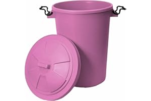 TENLITE 50L Large Heavy Duty Plastic Bin Dustbin Storage Unit with Locking Lid for Home Garden Rubbish Waste Animal Feed (Pink)