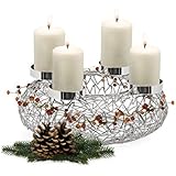 Edzard ed7864 decorativa Decoración corona de Adviento corona de Adviento candelabro plateado aprox. 34 cm de diámetro