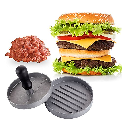 Burgerpresse, Hamburger-Patties Hersteller, Fleischpresse Küchenzubehör–Antihaft-Aluminium Form für einzelne Patties für gefüllte und herkömmliche Hamburger, Ideal zum Grillen - 4