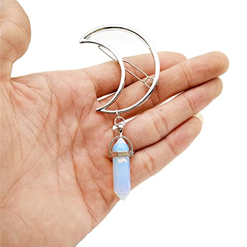 1 Pcs Moon Hairpin With Natural Stone Pendants Charms Hair Clip Clamps Accessories Barrettes Bobby Pin Wedding Bridesmaids Ornament Decoration Women's GIFT Headwear Headdress by HONGTIAN