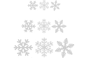 Lynlon Lot de 108 flocons de neige amovibles en PVC statique pour décoration de fenêtre de Noël, portes, vitrines, façades en verre