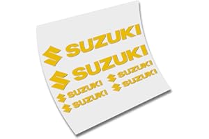 CUAC REVOLUTION PEGATINA ADHESIVO AUTOCOLLANT PARA SUZUKI TROQUELADO VINILO 6 STICKERS CORTE (Amarillo)