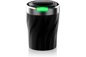 behone Aschenbecher Auto,Aschenbecher mit deckel,Auto aschenbecher mit deckel,Reiseaschenbecher,Tragbarer Edelstahl Aschenbecher mit LED Licht,für Autos Van Outdoors Camping (flammhemmend)