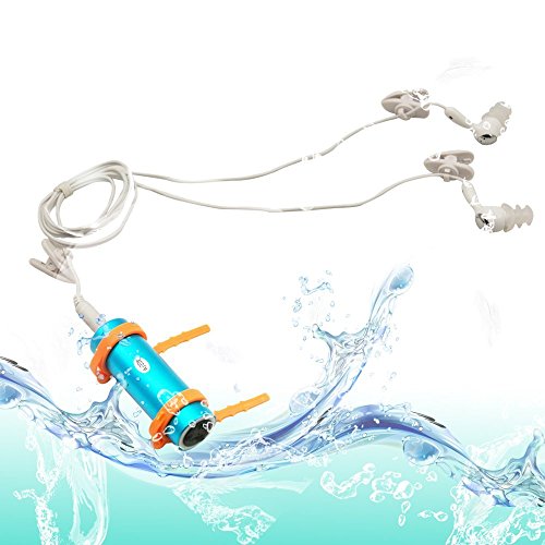 Tera 4 GB de memoria a prueba de agua natación Deporte reproductor de mp3 con la cubierta de aluminio del MP3 FM Azul