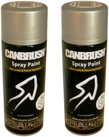 2 x CANBRUSH Spray Paint - for Metal Plastic & Wood 400ML - Hi-Temp Silver