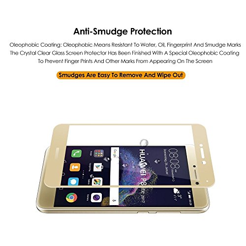 (2 Pack)Huawei P8 lite 2017 Panzerglas – EUGO Full Coverage 9H Gehärtetem Glas Schutzfolie Displayschutzfolie Panzerglas für Huawei P8 lite 2017 – Gold - 7