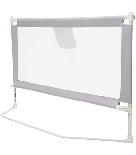 Jopassy Bedhekje met valbescherming voor boxspring, 200 x 2 180 cm x 1, in hoogte verstelbaar van 72-86 cm, inklapbaar tot 180 graden, luchtig net, eenvoudige montage, grijs