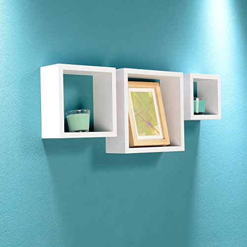 Carlo Milano 3er-Set Quadratische Wandregale, bis 25 x 25 x 9 cm, weiß - 5