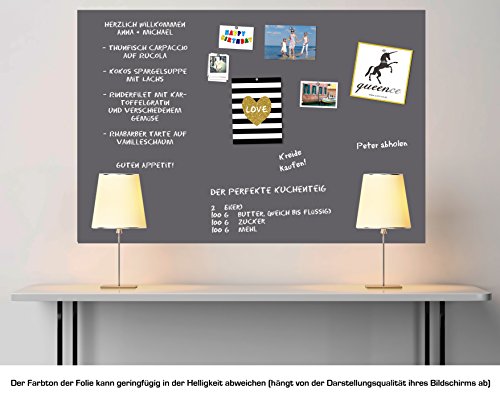 Selbstklebende und magnetische Vinyl- Tafelfolie in verschiedene Größen | Kreidetafel | Farbe: Grau | Formate: 50x70cm|100x50cm|100x75cm|100x150cm|100x250cm|100x300cm|100x500cm | inkl. 2xKreide + 10er Set SuperMagnete| Kreidetafel | Wandfolie (100×150 cm) - 3
