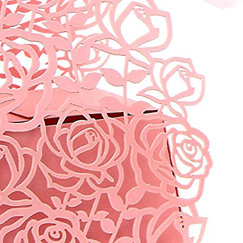 ULTNICE 25 Stück Hochzeit Taufe Gastgeschenk Geschenkbox Kartonage Schachtel Tischdeko Bonboniere Box -Rosa - 2