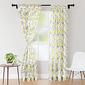 Encasa Polyester Printed Door Curtains with Tie Back (Multi, 7 feet) -Pack of 2