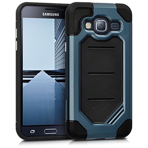 kwmobile HÃ¼lle fÃ¼r Samsung Galaxy J3 (2016) DUOS - HybridhÃ¼lle Dual Case Handy SchutzhÃ¼lle TPU Silikon - Hybrid Cover Tresor Design Dunkelblau Schwarz