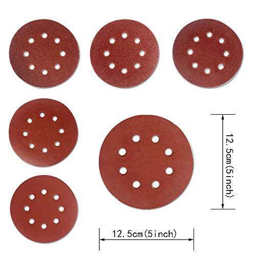 Coceca 60 Stück Schleifscheiben Klett-Schleifpapier Ø 125 mm,(60/80/120/180/240/320Grits) Exzenter-Schleifer 8 Loch - 2