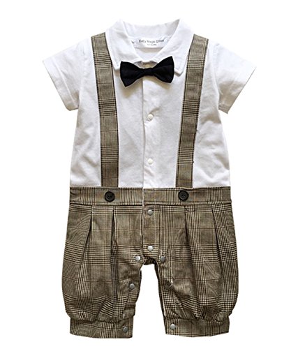 Baby Boy Formal Wedding 1pc Short Outfit with Bow Tie (3-6 Month)