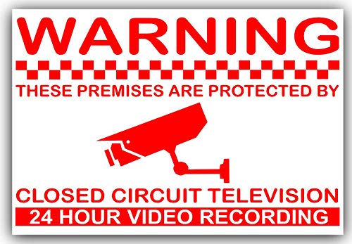6 x 24hr Montoring CCTV Video Recording Camera Security Warning Stickers-Self Adhesive Vinyl Sign