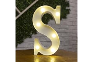 anso Alphabet LED Letters Light Up Numbers White Plastic Letters Standing Decor A to Z 0~9 (Letter S)