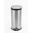 Orchid Stainless Steel Trash Bins, Recycle Bins, Round Step Waste Bin with Soft Close Lid, Durable Cantilever Foot Pedal Mechanism Steel Step Trash Can Wastebasket, Garbage Container Bin (30 Liter)