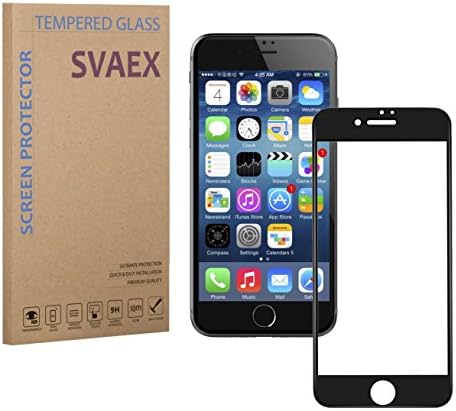 SVAEX iPhone 8 Plus iPhone 7 Plus Full Cover Premium Tempered Glass Screen Protector - Black - 0.3mm - HD Transparency - Oleophobic coating - 3D Round Edges - Delicate Touch - Japanese Glass