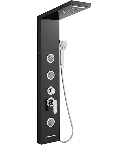 Thermostatic Bathroom Shower Panel Column Tower With 2 Body Jets Twin Head - View #3