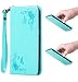 Produktbild Lonchee Huawei Honor 8 Wallet Tasche Brieftasche Schutzhülle , geprägten Design Hochwertige PU Leder Folio Tasche Case Hülle im Bookstyle mit Standfunktion Kredit Kartenfächer (Mint Green)