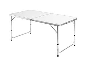 CASARIA Tavolo da campeggio in alluminio altezza regolabile 120x60x70 richiudibile tavolino a valigetta maniglia di trasporto tavoli da picnic