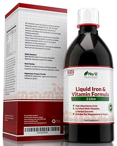 Liquid Iron Supplement 1 Litre | 50 Day's Supply | Fortified with Vitamins and Herbal Extracts | Includes Vitamin B2, B6, B12 & Vitamin C | Great Tasting Vegetarian & Vegan Liquid Iron by Nu U Nutrition - Image 4