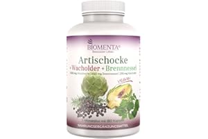 ‎BIOMENTA Comparison Sieger Biomenta Artichoke Capsules High Dose + Juniper + Nettle | Drainage and Bitter Or Weight Loss + Good Digestion and Detoxify/Purification/Detox Treatment |90 St. Vegan