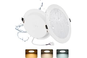 Grebeam Lot de 2 Spot LED Encastrable Extra Plat 16W, Spot Salle de Bain, IP44, Rond, 3000K Blanc Chaud/4000K Neutre/6000K Froid, Spots LED Plafond pour Cuisine Salon, Trou Ø145-160mm