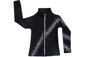 LIUHUO Veste de patinage Artistique pour filles Noir pour adultes et enfants spectacles d'entraînement