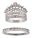 WildChildShoppe Silver Metal Crown Princess Queen Stylish Partywear Crystal Zircon AAA Ring for Girls Women - Size: 17 (Set of 2, R34) RS.399.00