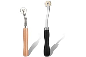 Deudy 2 Pezzi Ruote di Tracciamento, Modello Ruota con Manico in Legno, Strumenti di Cucito Ruote, Rotella per Sarti Ruota, Ruota Rintracciamento Seghettata per Cucire a Punto