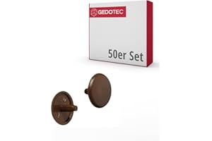 Gedotec Tappi per mobili, rotondi, tappi per viti per foro della testa PZ2, H1115, coperture Ø 12 x 2,5 mm, tappi di chiusura in plastica marrone chiaro, 50 pezzi per fori e mobili in legno