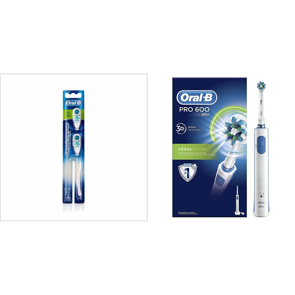 Oral B Cross Action Power Toothbrush Replacement Head (Soft) & Oral B Pro 600 Cross Action Electric Rechargeable Toothbrush