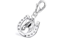 Goldene Hufeisen Pendentif mousqueton en argent véritable 925 pour bracelet à breloques, Argent sterling, Pas de gemme