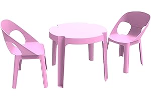 RESOL GRUPO RESOL Rita Conjunto Mesa Infantil con Sillas | 2 Sillas Niños y 1 Mesa de Plástico | Apilables y de Muy Fácil Limpieza y Mantenimiento | Set Rita - Color Rosa Oscuro