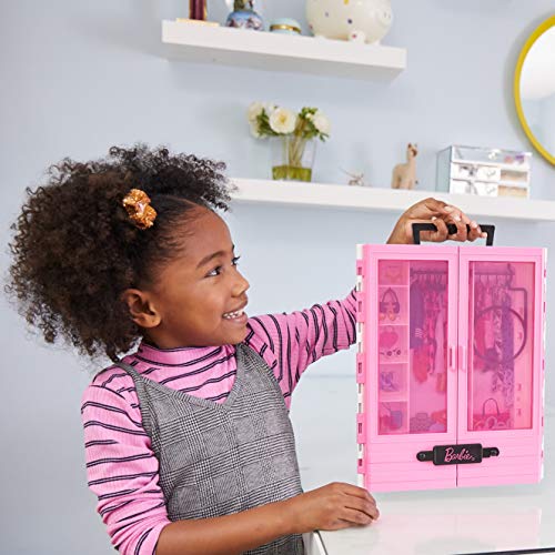 Barbie GBK11 - Tragbarer Traum Kleiderschrank mit Kleiderbügel, Puppenzubehör und Puppen Spielzeug ab 3 Jahren - 2
