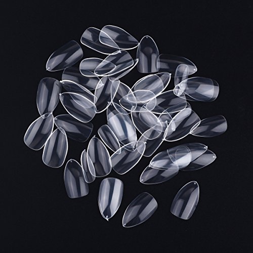 MAKARTT 500 Pcs French Clear Sharp Ending Full Cover Clear Stiletto False Nail Tips (Clear)