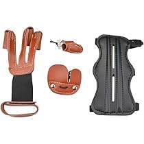 Hayaww Bogenschießen Armschutz Set - Leder Armschoner & Handschuh - Verstellbar Für Jugendliche & Erwachsene