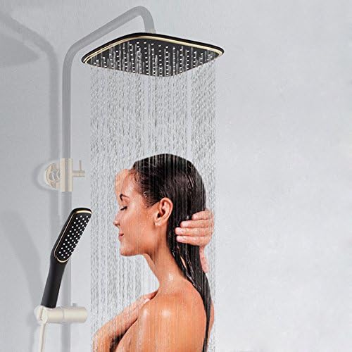 Luxury Rainfall Square Showerhead &amp; Handheld Shower head Sprayer with Shower Combo Wall Mounted - Black Gold (rail and pipe are not included)