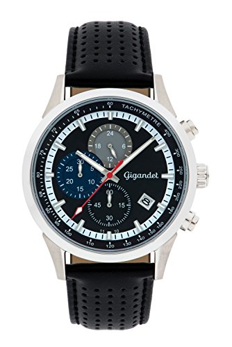 Gigandet Quarz Herren-Armbanduhr Competition Chronograph Uhr Datum Analog Lederarmband Schwarz Blau G17-001 Gigandet Quarz Herren-Armbanduhr Competition Chronograph Uhr Datum Analog Lederarmband Schwarz Blau G17-001