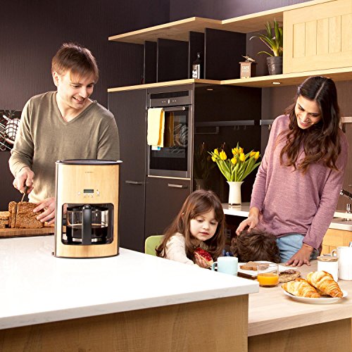 Klarstein Bamboo Garden Kaffeemaschine Bohnen-Kaffeemaschine (1080W Leistung, 1,25 Liter Wassertank für 10-12 Tassen, inklusive Glaskanne, Permanentfilter und Zeitschaltuhr) Bambus-braun - 3