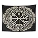 Produktbild Kunst Tapisserie Mandala Home Decor Schwarz Viking Magische Runenkompass Vegvisir Im Kreis Nordischer Runen Gobelins Schlafzimmer150X200Cm