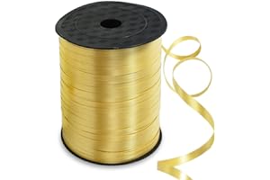 TONIFUL 500 Yards sertissage ruban ballon ruban cordon ballon pour décoration d'art et d'artisanat, emballage cadeau, ruban et arc, cadeau d'anniversaire pour le nouvel an de Noël (or)