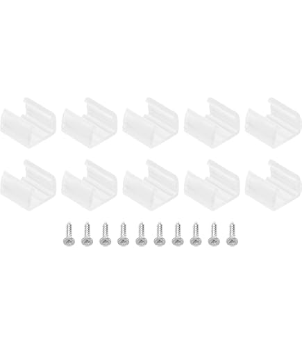 50 stuks waterdichte led-lichtstripclips, led-neonmontageclips, led-strip montagebeugel clips, geschikt voor 10 mm tot 12 mm ledstrips, houder met schroeven, doorschijnend