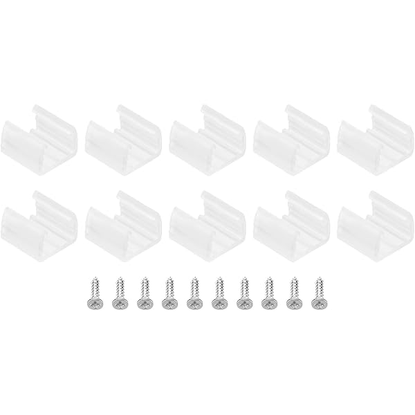 50 Stück Wasserdichte LED Streifen Clips - Transparent, Für 12-14 Mm Breite Streifen, Mit Schrauben
