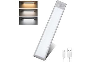‎NUODIFAN NUODIFAN Schrankbeleuchtung LED mit Bewegungsmelder Led Leiste Schranklicht Schrankleuchte Batterie USB Unterbauleuchte Küche Wiederaufladbar Schrankleuchten für Kleiderschrank, Treppe, RV (weiß x1)