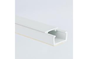 1M White Electrical Cable Hider Trunking Self Adhesive PVC Wire Conduit Plastic Cover - Mini Trunk Cable Management to Hide Single Cables TMW Profiles (10 mm x 8 mm trunk)
