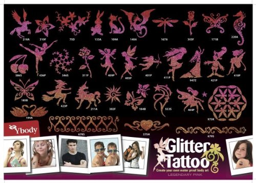 Preisvergleich Produktbild Glitzertattoo Schablonen Set 33 Legendary Pink