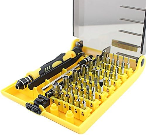 PuDax Precision 45 in 1 Torx Screwdriver Tweezers Case Cell Phone Repair Kit Tool Set Extension Shaft for Precise Repair or Maintenance Phone PC Computer Laptop Repair Tool