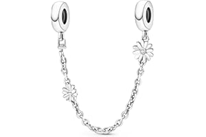 Ruaidhra Sterling Silver Mrano Glass Charms Pendant, Safety Chain Flower Charm Clip Stopper, Charms for Bracelet Necklace, Bead Charms for Women